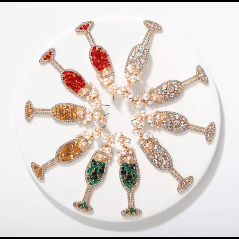 Champagne glass Bubbly Dangle Earrings Party